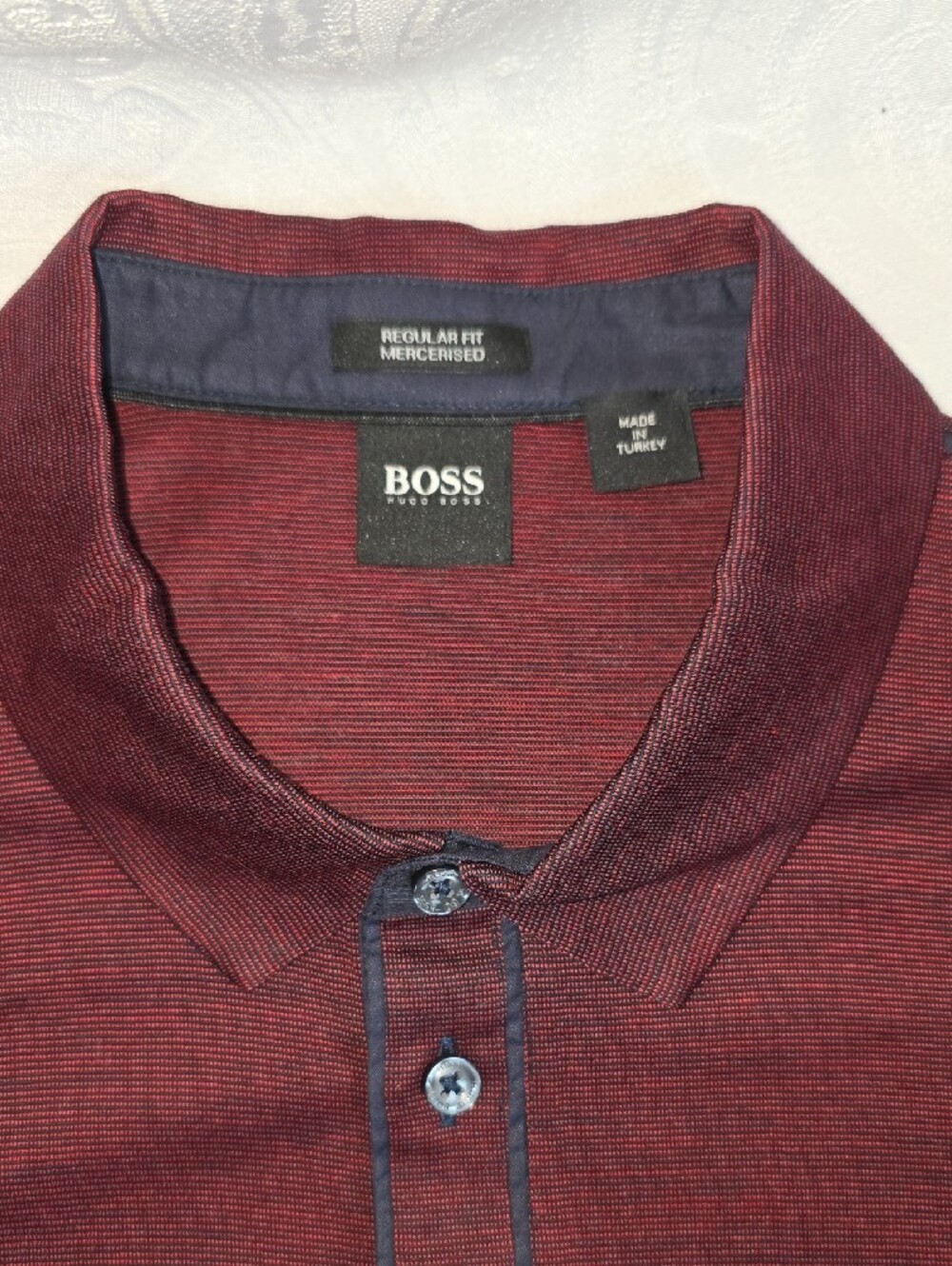 BOSS XL Hugo Boss Men's Burgundy Polo with Contrast Placket NEW with Tags!